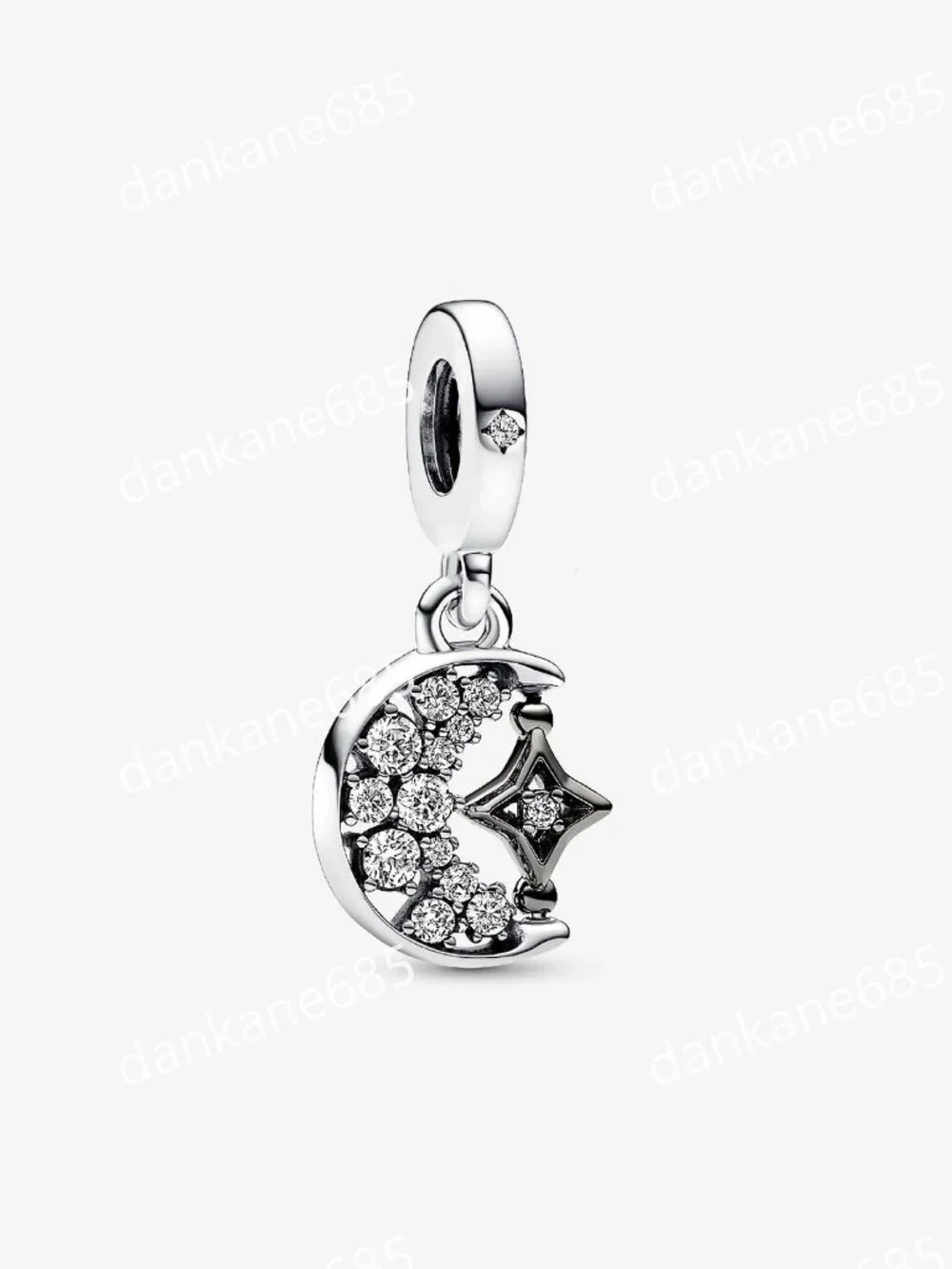 Pandora Sparkling Crescent Moon & Spinnable Star Dangle Charm